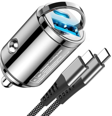 Tepow Caricatore Auto USB C 90W,Accendisigari Caricabatterie Auto PD+QC3.0,Presa USB Auto Carica Batteria per Auto Cellulare USB Accendisigari Auto con Cavo per iPhone 15 Pro Max,Samsung S23 S22 S21