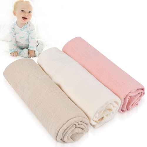 Forhome 3 Stück Spucktücher Baby, Musselintücher für Babys, 60 x 60cm, Mulltücher, Stilltücher, Mulltücher für Neugeborene und Kleinkinder, Mulltücher Baby Bio Baumwolle, für Jungen und Mädchen