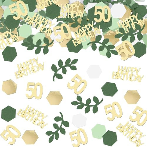 Konfetti 50 Geburtstag Deko Grün Gold,200 Stück Tischdeko 50. Geburtstag Frauen Männer,50er Streudeko Geburtstag Confetti,50. Geburtstag Deko Konfetti,Deko 50 Geburtstag Mann Frau,50 Jahre Dekoration