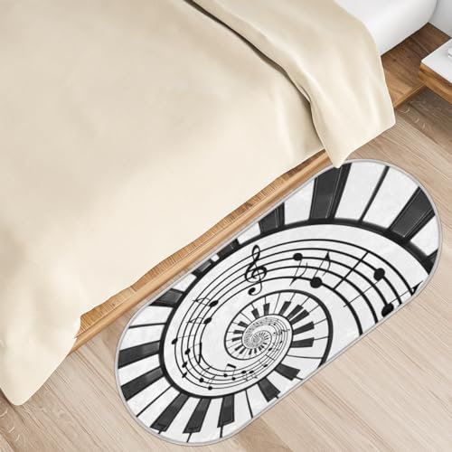 SEEKJOYS Shag Area Rugs for Bedroom Living Room Decor Abstract Piano Keyboard Indoor Ultra Soft Fuzzy Plush Rug 50x120cm Spiral Shaggy Throw Rug Anti-Skid Fluffy Carpet