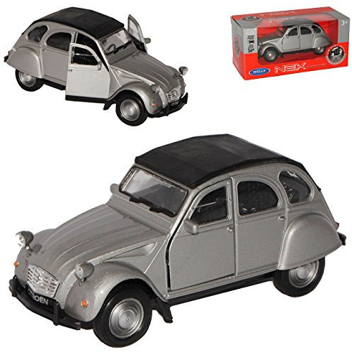Welly Citroen 2cv Silber Grau 1949-1990 ca 1/43 1/36-1/46 Modell Auto mit individiuellem Wunschkennzeichen