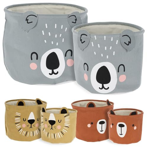 Murago - 2er Set Grau - Koala Aufbewahrungskorb Wäschekorb Beutel Sack Tasche für Spielzeug Kinderzimmer Korb faltbar Wäschesack Aufbewahrungsbeutel Truhe Kiste rund Grau - Koala