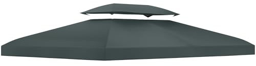 Outsunny Copertura per Gazebo da Giardino Tetto Sostitutivo Anti-UV Impermeabile in Poliestere 3x4m, Grigio Antracite