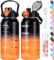 AOPREL Trinkflasche 2l, Wasserflasche mit Strohhalm & Früchtebehälter, Trinkflasche Sport Kohlensäure Geeignet, BPA Frei Auslaufsicher Sportflasche mit Zeitmarkierung für Fitness, Yoga und Outdoor