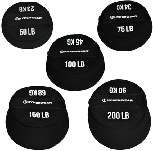 HYPERWEAR Boulder Strongman Sandsack, robuste Neopren-Workout-Tasche für Kraft- und Ganzkörpertraining (22,7–90,7 kg), Schwarz, 200 LB / 90 KG