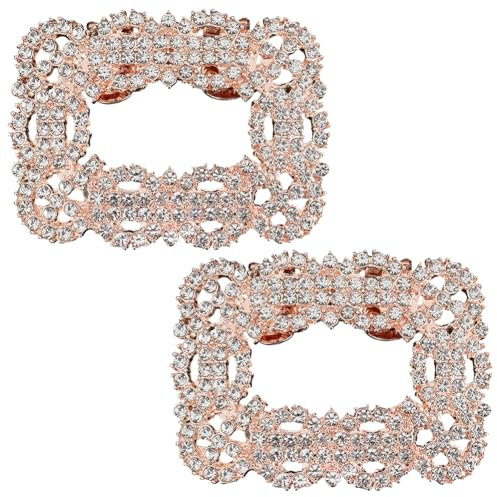 GORGECRAFT 2 Pezzo Fermagli per Scarpe da Sposa con Strass Clip Staccabile con Fibbia per Scarpe 55 * 41mm Elegante Decorazione di Scarpe in Cristallo Scarpe Decorazione di Gioielli Oro Roso