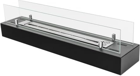 Chimenea de etanol de 700 mm con cristal – Inserto para una chimenea clásica. Chimenea de bioetanol para colocar sobre una mesa, suelo o en una chimenea de leña.
