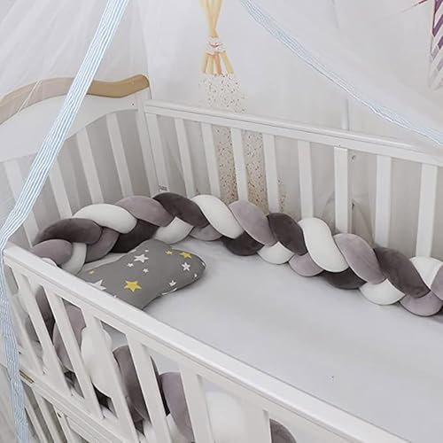 PTKG Geflochtene Bettschlange Baby, Braided Side Sleeper Pillow, Breathable Nursing Pillow Braided, Schützende Bettschlange für Kinderbett Ideal zum Verschenken und Dekorieren,A02,3m