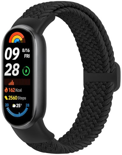 Bcuckood Geflochtenes Armband Kompatibel mit Xiaomi Smart Band 10/9/8, Elastisches Uhrenarmband Solo Loop Nylon Dehnbares Ersatzarmband für Xiaomi Smart Band 10/9/8 für Damen Herren