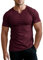 Muhshoiy Hombres Ajustado Manga Corta Henley Camiseta Casual Cuello Pico Camisetas Basic Músculo T-Shirt Color Sólido Camiseta con Estilo De Negocios Top Rojo/XL