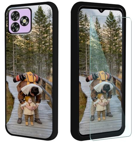 FortiCase Funda Personalizada + Protector de Pantalla para Realme C53,Negro Silicona Case,con Foto Imagen Texto Disena Caso,para Realme C53 Personalizada Carcasa -1ZG