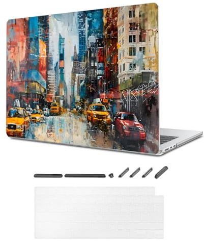 TeDaWen MacBook Hülle Kompatibel mit MacBook Air 15,3 Zoll 2025-2023 Release New (Modell: MacBook Air 15 A3241 M4 A3114 M3 A2941 M2 Chip), Hartschalengehäuse mit Tastaturabdeckung，Stadt