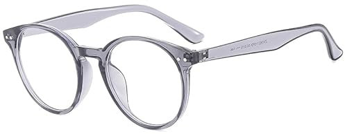 Long Keeper Round Blue Light Blocking Glasses For Women Men Computer Gaming Eyewear Clear Glasses Anti BlueLight Glasses (Transparent Grey Clear)