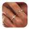 Dochais Ring Gold Damen, Stapelbare Ringe Wasserfest, 14K Goldene Vergoldete Zirkonia Diamant Kreuz Ring Frauen, Knöchelringe Daumenring Fingerring Statement Ring Set Schmuck Geschenke, Größe 49-62