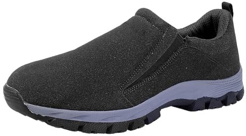 Scarpe da Escursionismo Uomo Senza Lacci Scarpe da Camminata Uomo Pianta Larga Trekking Antiscivolo Casual Outdoor Slip-on Sneakers Scarpe Ortopediche Uomo Scarpe da Barca,Nero,44 EU