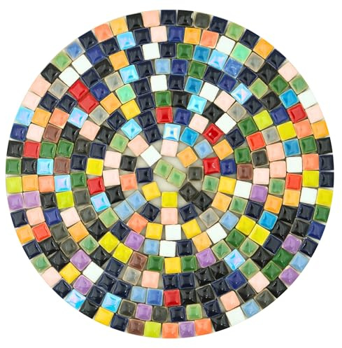 Yuvori Mixed Color Mosaic Tiles, 1.1 lbs – Small Square Ceramic Tiles, 0.39 inch, Ideal for DIY Crafting, Bathroom, Kitchen, Living Room, Garden, and Outdoor Decor (Small Square)