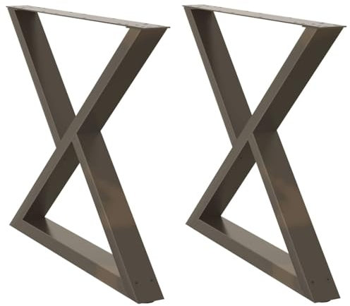 vidaXL Pieds de Table à Manger 2 pièces Acier Naturel 90 x (72-73,3) cm Acier