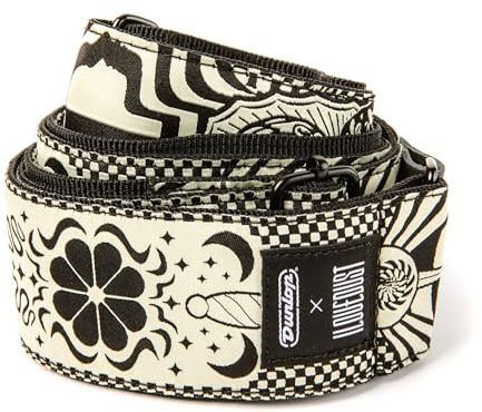 Jim Dunlop Gitarrengurt, ILOVEDUST Night Spells Strap, weiß und schwarz ILD15