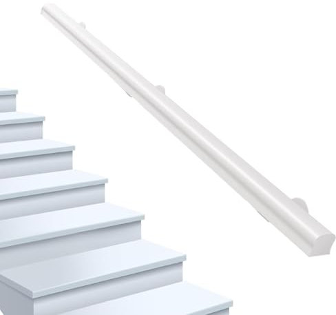 Kit per ringhiera per scale in legno massiccio bianco, regolabile, 30450 cm, resistente, con opzioni di braccioli per corrimano (30 cm, 80 cm, 120 cm, 240 cm, 300 cm)