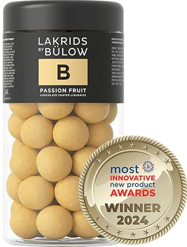 LAKRIDS BY BÜLOW - B - Passion Fruit - Dänische Gourmet Lakritz-Kugeln - Süßer Lakritzkern umhüllt von Weißer Schokolade & Passionsfrucht
