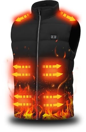 GRUYWC Electric Heated Gilet for Men: Lightweight Warm USB Heating Vest with 15 Heating Zones - Women Winter Smart Heated Body Warmer for Outdoor Hiking Skiing (Not Battery Pack)