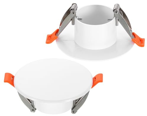 Awclub 3.7-Inch Spring Mount Ceiling Cover Plates, Recessed Light Trim Wall, Downlight Hole Cap Decorative Panel with Buckle Fit 2-3.3inch Round Hole Ceiling Openings, White 2 Pack