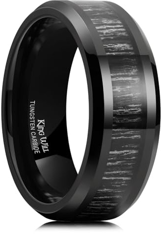 King Will Nature 8mm Echter Holz Wolframkarbid Ring Hochglanzpoliert Hochzeitsband Komfort Passform