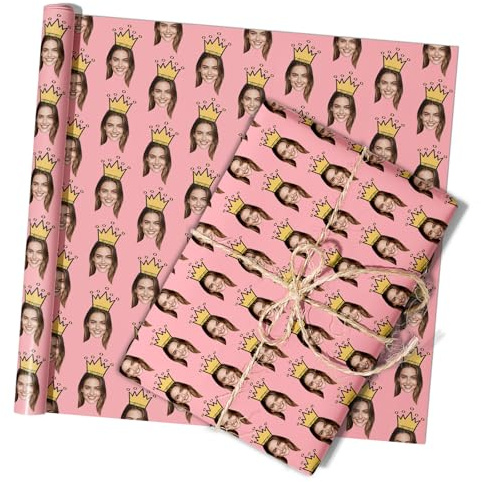 Personalisiertes Geschenkpapier mit Foto Name 2 Rollen Weihnachtsgeschenkverpackung, Lustiges Geburtstagsgeschenkpapier