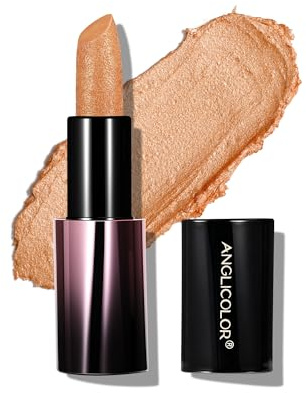 Anglicolor Glitzer Metallic Lippenstift Gold Glänzend Glossy | Pflegender Feuchtigkeitsspendender Lippenstift,Satin Lipstick,Cremige Textur (04 SUNSET GILDED)