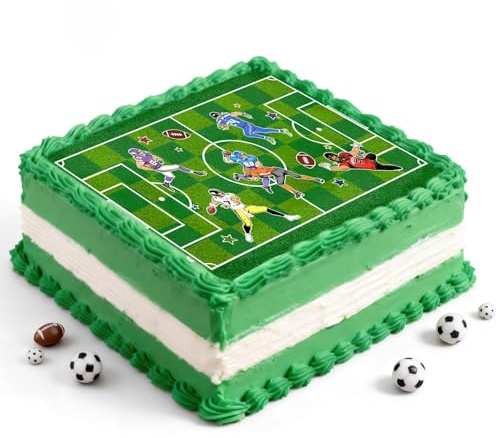 Tortendeko Fussball Essbar, 28 * 20CM Tortenaufleger Fußballfeld | Fußball Essbarer Tortenaufleger, Kuchen Deko Fußball, für DIY Fussball Plätzchen, Dessert, Fondant, Torten Deko