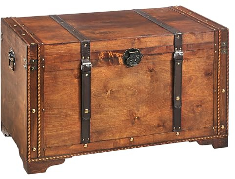 Kobolo Holztruhe KEEPER groß 80x45x50 cm Braun