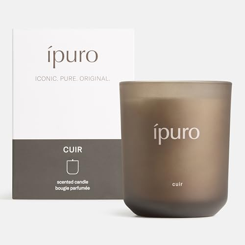 ipuro Classic Duftkerze im Glas CUIR 270g - dekorative Duftkerze mit Zitrusnoten, Vanille & Leder, dunkle Hölzer - Kerzen mit langanhaltendem Duft - Raumduftkerze braun
