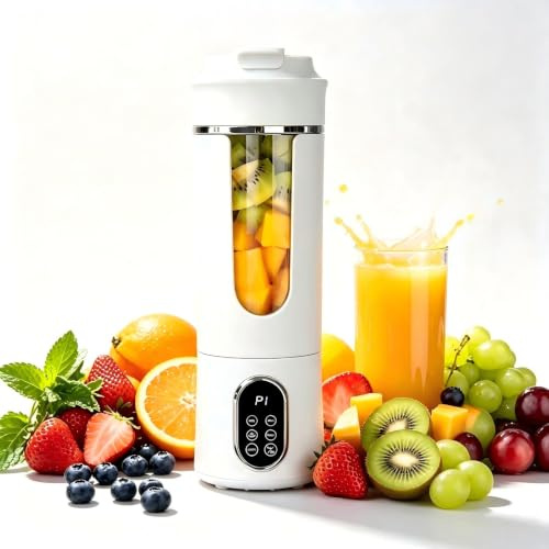 Upgraded Portable Blender, Powerful Extractor Blade, 530ml Cup, Rechargeable USB-C Charging Cable & User Guide, Powerful Cordless Mini Blender for Milkshakes, Smoothies, Purees, Flavored Sauces