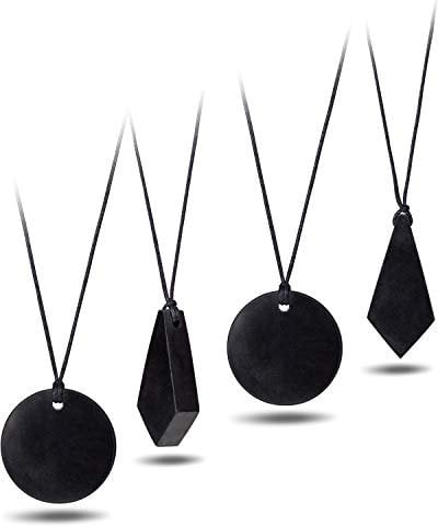 Heka Naturals Schungit-Kristall-Halsketten-Anhänger-Set | Kristall-Chakra-Halskette - Trendiger spiritueller Schmuck für Männer & Frauen - Natürliche Edelsteine für Balance und Schutz (4-Teiliges)