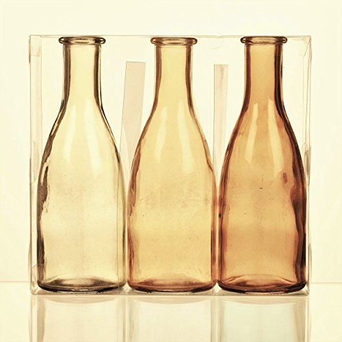 Unbekannt Sandra Rich. Glas VASE Bottle groß. 3 kleine Flaschen ca 18,5 x 6,5 cm. Orange - GELB. 1165-18-30