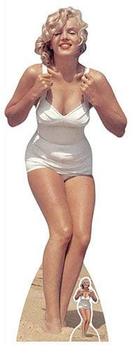 AUTHENTIC BRANDS Lebensgroßer Pappaufsteller mit Mini-Version von Marilyn Monroe, Karton, Mehrfarbig, 172 x 63 x 172 cm, Pappe, Weißer Badeanzug, Regular