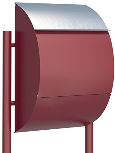 Standbriefkasten, Design Briefkasten Jumbo Rot/Edelstahl - Bravios