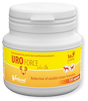 Vetfood UroForce Plus | Reduziert Risiko von Oxalaten und Uraten | Gegen sauren Urin | Für Hunde & Katzen | 120 Kapseln