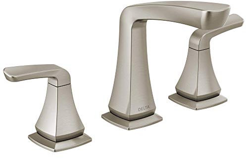 Delta Rubinetto Vesna Rubinetto da bagno diffuso in nichel spazzolato, rubinetto da bagno a 3 fori, gruppo di scarico, fermo scarico senza preoccupazioni, SpotShield nichel spazzolato 35789LF-SP