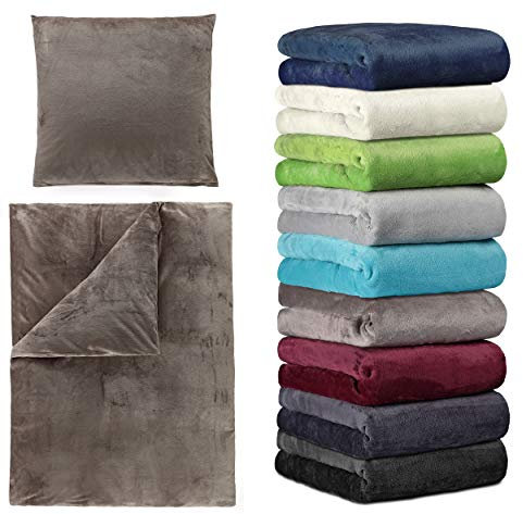 BaSaTex Winter Cashmere Touch Bettwäsche und Spannbettlaken in verschiedenen Größen und vielen Farben, 2tlg Set 135x200 cm Taupe