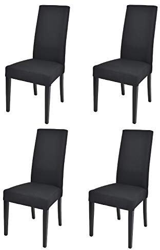 t m c s Tommychairs - 4er Set Moderne Stühle Chiara für Küche und Esszimmer, robuste Struktur aus lackiertem Buchenholz Farbe Schwarz, gepolstert und mit Stoff in der Farbe Schwarz bezogen