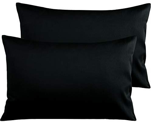 NTBAY 2er Set 40x80 cm 500 Fadenzahl ägyptischer Baumwolle Kissenbezug, Superweicher Premium und Gemütlich Kissenhülle, Schwarz