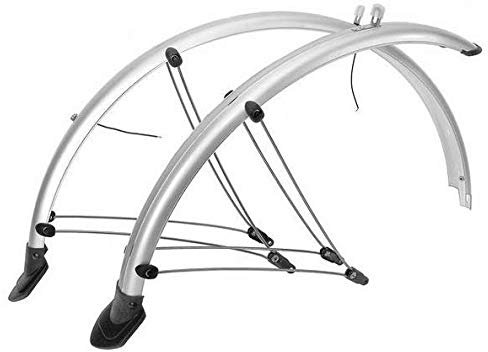P4B | 26 Zoll Fahrrad Schutzblech Set in Silber | 60 mm Breite | Mit elektronischen Kontaktstreifen