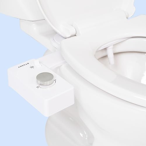 TUSHY Classic 3.0 Bidet-Toilettensitz-Aufsatz, nicht elektrischer, selbstreinigender Wassersprüher mit verstellbarer Wasserdruckdüse, Winkelsteuerung, einfache Installation zu Hause, Platin