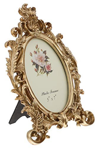 VOSAREA 1stk Ovaler Fotorahmen Großer Retro-fotorahmen Metallbesatz Wedding Decoration Goldener Fotorahmen Wand Dekoration Metallisch Goldene Bilderrahmen Gut A3 Esstisch Kleines Bild Harz