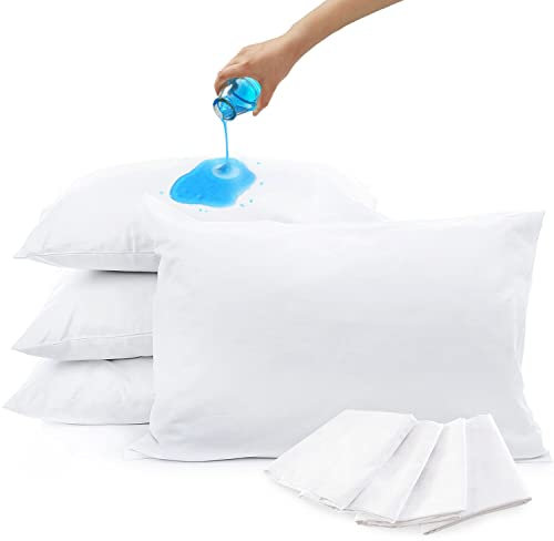 SPRINGSPIRIT Pillow Protectors 4 Pack, 100% Waterproof Pillow Protectors, Standard Size 50x75cm, Zippered Enclosure Pillow Covers, Pillowcase, Noiseless Breathable,White