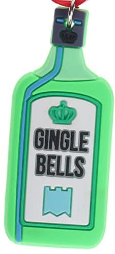 Gingle Bells Gin Bottle Fun Hanging Christmas Tree Decoration Silicone Ornament Novelty Bauble - Stocking Filler - Secret Santa - Colourful Multicoloured - Small Gift - Funny