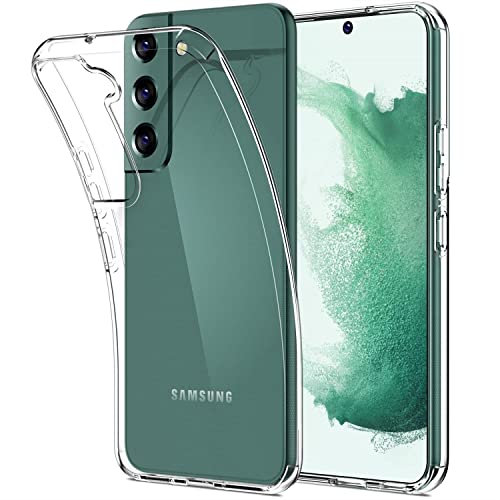 CAPTOR Coque de téléphone transparente pour Samsung Galaxy S22, Coque en silicone souple et souple, protection appareil photo de haute qualité avec bord relevé pour écran et appareil photo