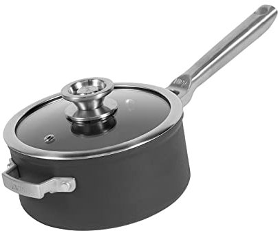 Ninja Foodi ZEROSTICK Cacerola apilable de 16 cm con tapa, antiadherente, aluminio anodizado duro, apta para lavavajillas, horno y todo tipo de cocinas, incluido inducción, en gris, C50216EU