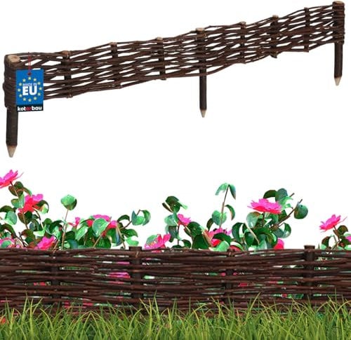 KOTARBAU® Beetbegrenzung aus Weide 100 x 10 cm Weidengeflecht Garten Beeteinfassung für Blumen und Gemüse Rasenkanten